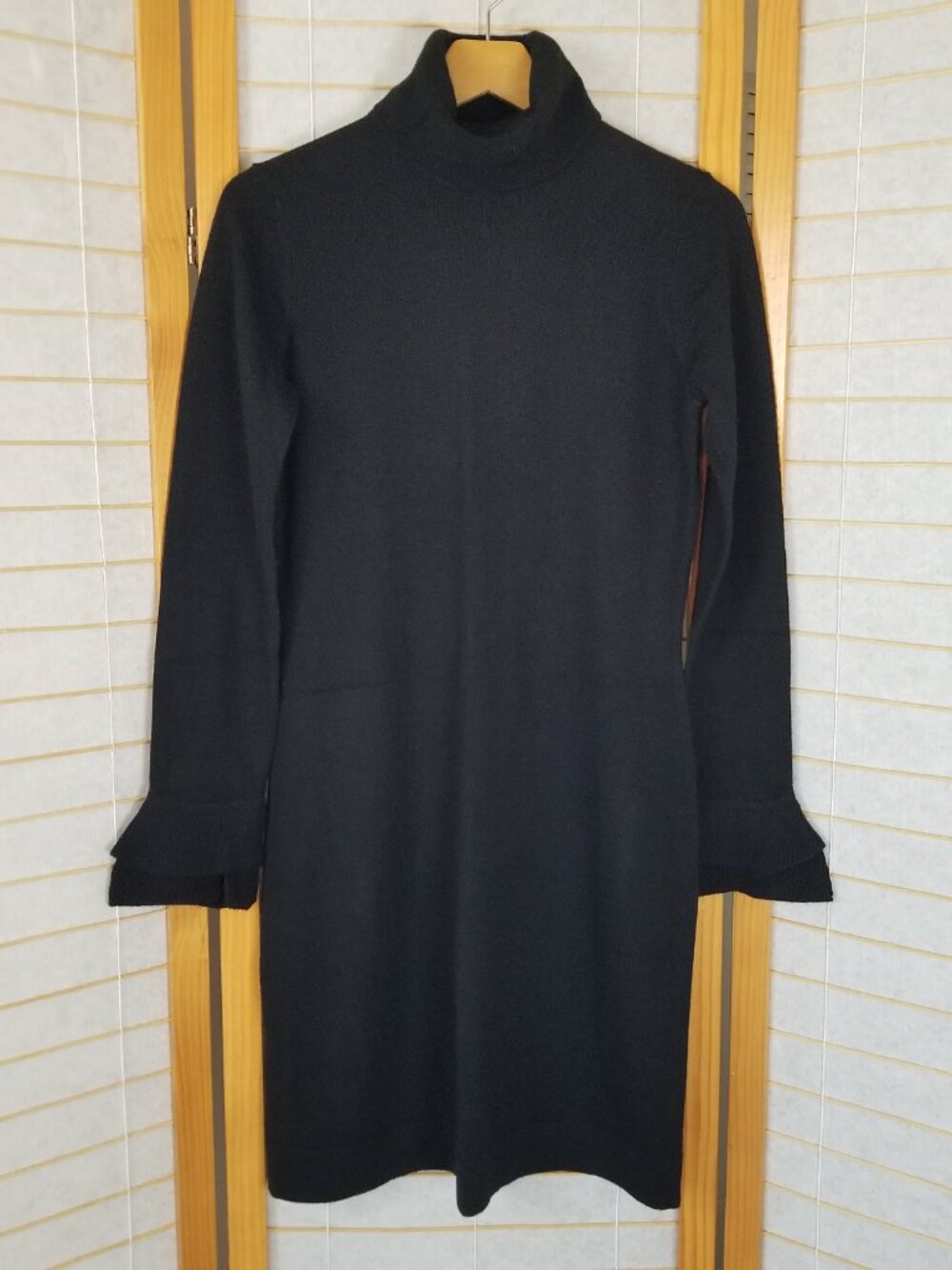 Cynthia Rowley Merino Wool Sweater Dress Size Small Black Long Sleeves